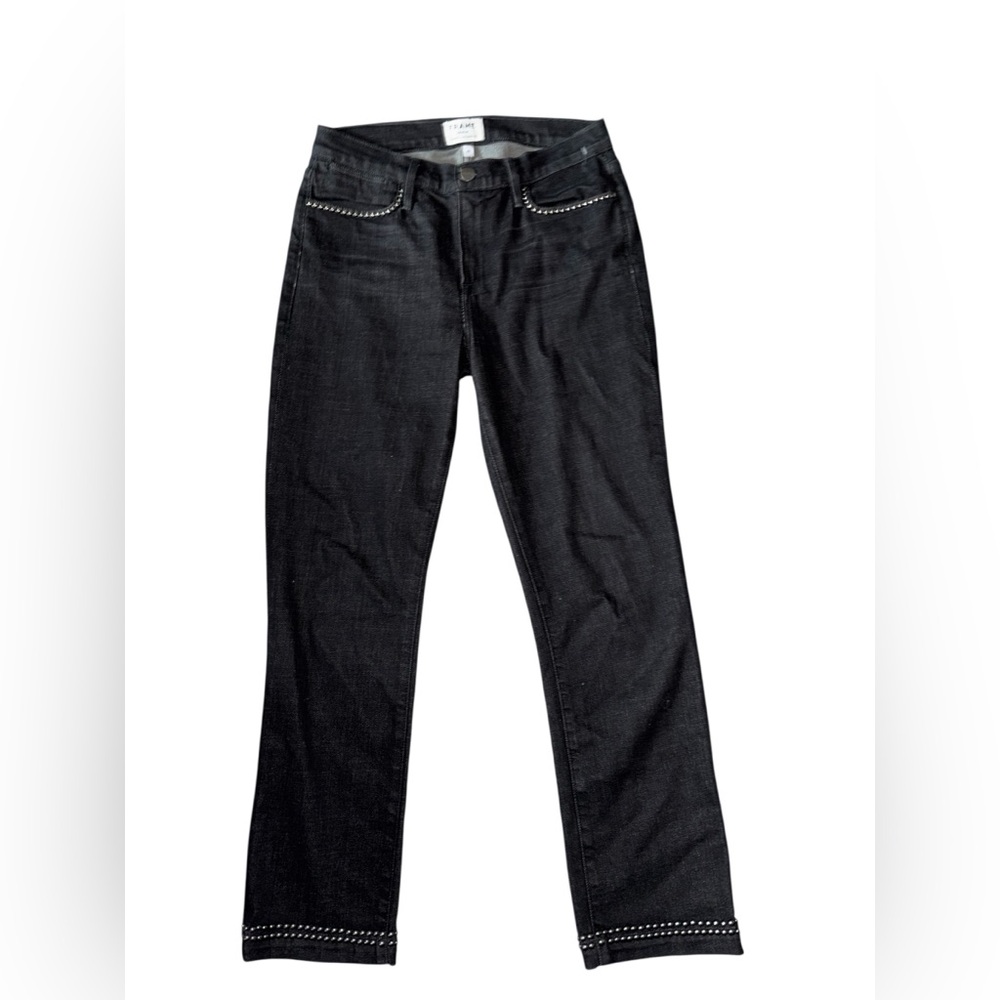 Frame Women’s Le High Straight leg Studded Black Jeans Size 29